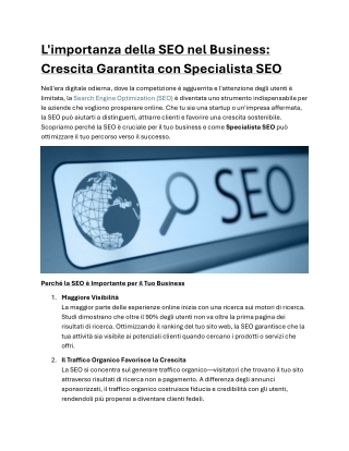 L'importanza della SEO nel Business: Crescita Garantita con Specialista SEO