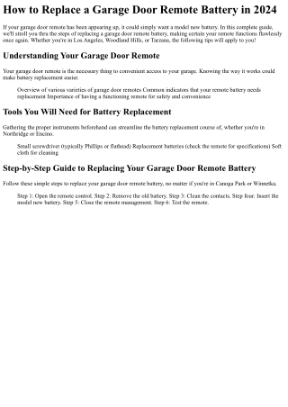 how to replace a garage door remote battery