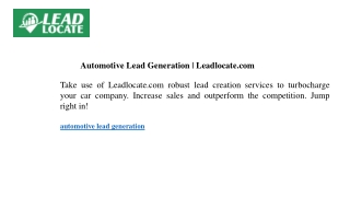 Automotive Lead Generation Leadlocate.com