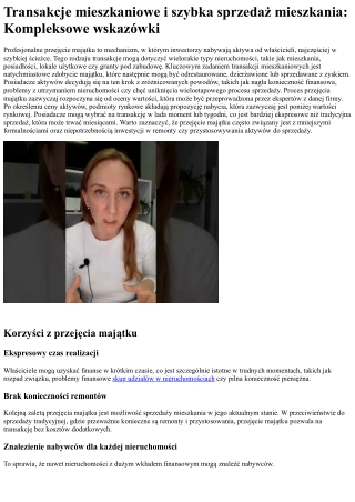 transakcje mieszkaniowe i szybka sprzeda