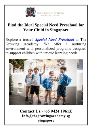 Find the Ideal Special Need Preschool for Your Child in Singapore