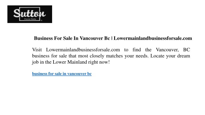 business for sale in vancouver