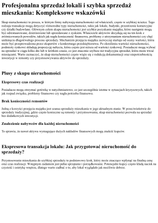 profesjonalna sprzeda lokali i szybka sprzeda