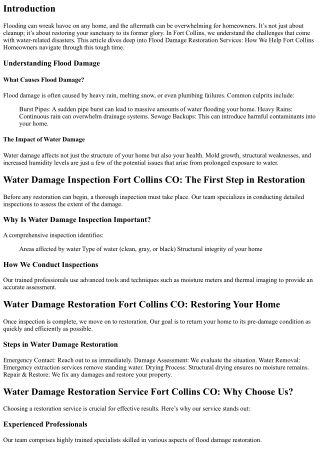 Flood Damage Restoration Services: How We Help Fort Collins Homeowners