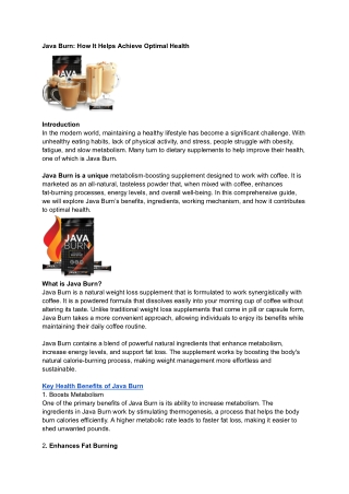 java burn how it helps achieve optimal health