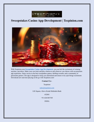 Sweepstakes Casino App Development Tecpinion.com