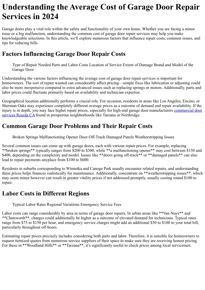 understanding the average cost of garage door