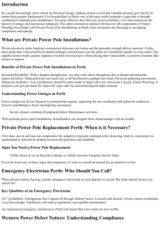 Future-Proofing Your Home with Private Power Pole Installations in Perth