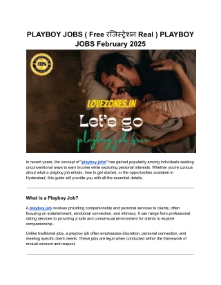 PLAYBOY JOBS ( Free रजिस्ट्रेशन Real ) PLAYBOY JOBS February 2025