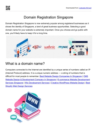 Domain Registration Singapore