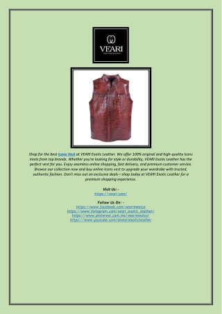 Buy Icons Vest Online at VEARI Exotic Leather | 100% Authentic Brands