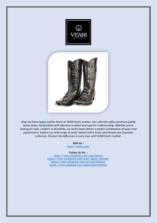 Buitre Leather Boots Collection | VEARI Exotic Leather