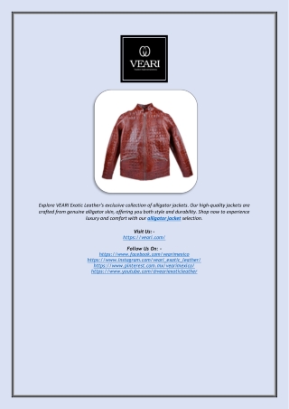 Buy Premium Alligator Jacket Online | VEARI Exotic Leather