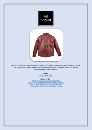 Luxury Crocodile Jacket Online | VEARI Exotic Leather