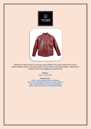 Shop Authentic Alligator Skin Jacket | VEARI Exotic Leather