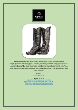 Buitre Boots Collection Online | Premium Leather Footwear | VEARI Exotic Leather