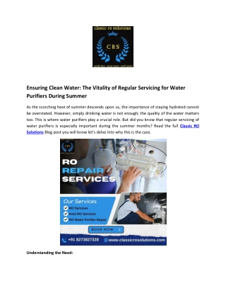 ensuring clean water the vitality of regular