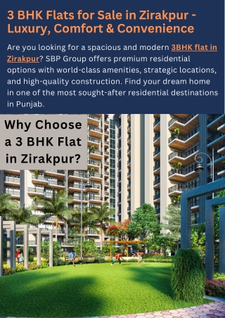 3 BHK Flats for Sale in Zirakpur – Luxury, Comfort & Convenience