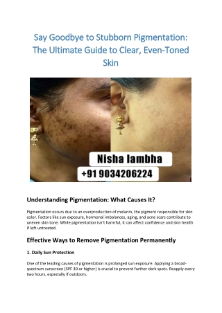 Say Goodbye to Stubborn Pigmentation