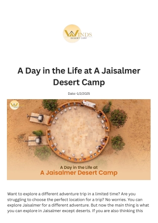 A Day in the Life at A Jaisalmer Desert Camp
