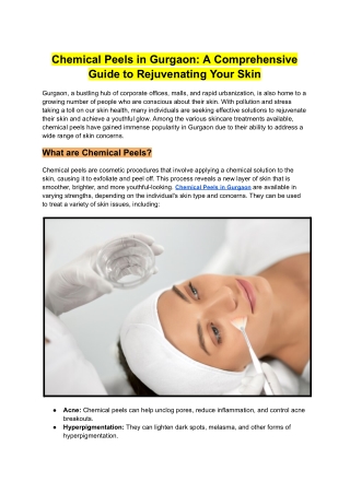Chemical Peels in Gurgaon_ A Comprehensive Guide to Rejuvenating Your Skin