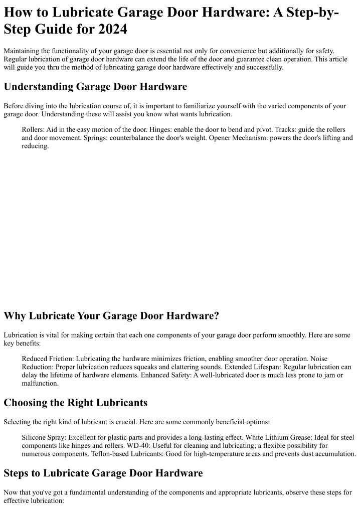 how to lubricate garage door hardware a step