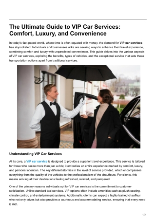 The Ultimate Guide to VIP Car Services Comfort, Luxury, and Convenience