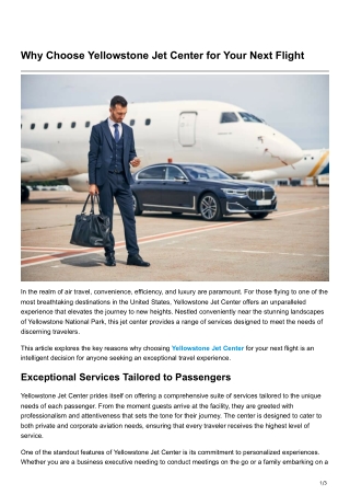 why choose yellowstone jet center for your next