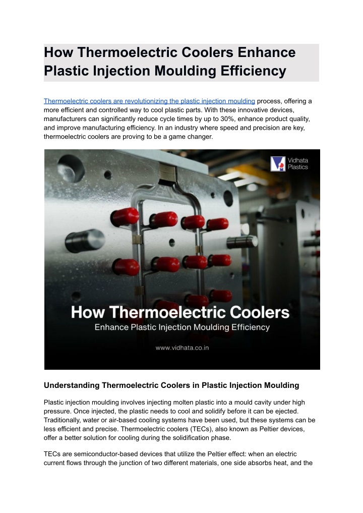 how thermoelectric coolers enhance plastic