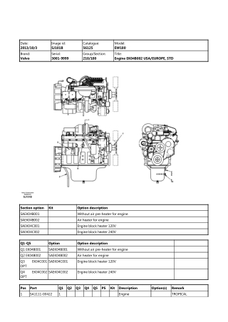 Volvo EW170 EW180 Excavator Parts Catalogue Manual Instant Download (SN：3001 and up)