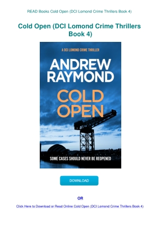 READ Books Cold Open (DCI Lomond Crime Thrillers Book 4)