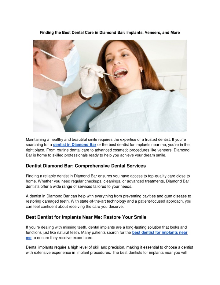 finding the best dental care in diamond