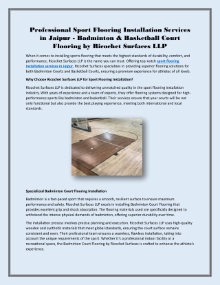 Badminton & Basketball Court Flooring by Ricochet