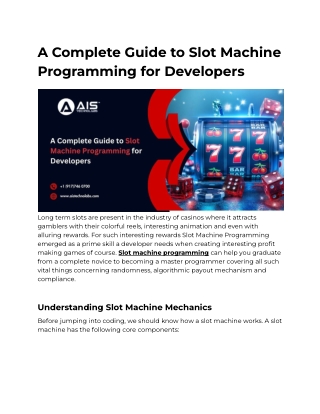 A Complete Guide to Slot Machine Programming for Developers