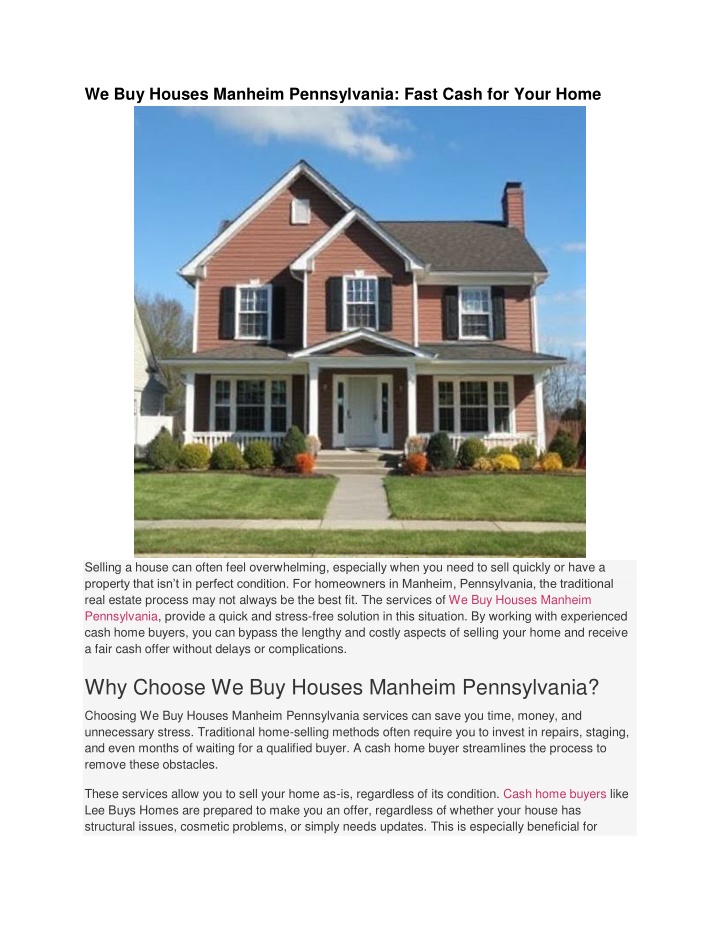 we buy houses manheim pennsylvania fast cash