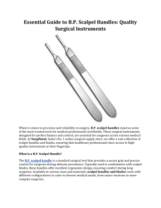 essential guide to b p scalpel handles quality