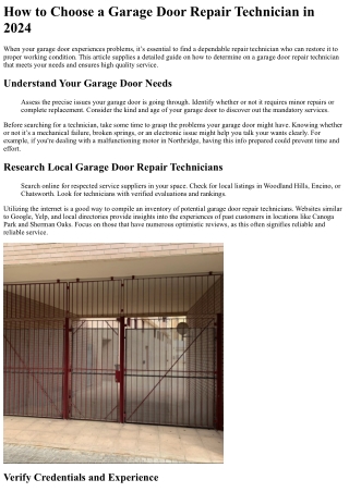 how to choose a garage door repair technician
