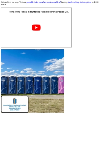 Raise Your Occasion with Luxury Porta Potty Rentals in Huntsville, AL .