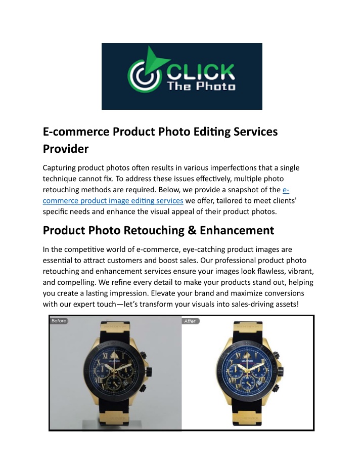 e commerce product photo editing services provider