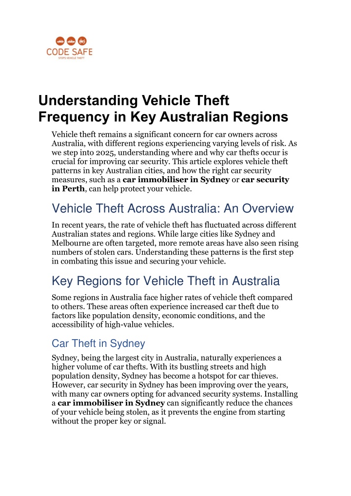 understanding vehicle theft frequency