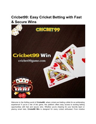 Cricbet99_ Easy Cricket Betting with Fast & Secure Wins