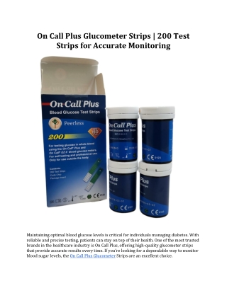 on call plus glucometer strips 200 test strips