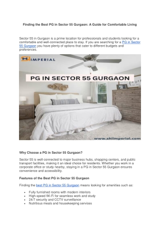 Finding the Best PG in Sector 55 Gurgaon
