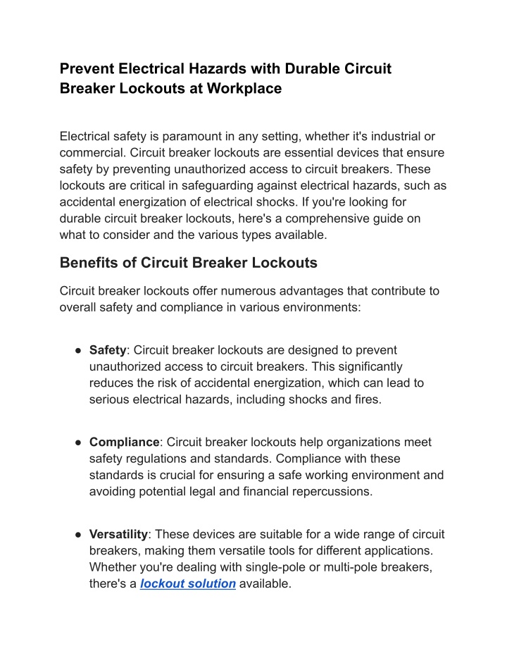 prevent electrical hazards with durable circuit