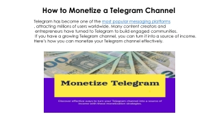how to monetize a telegram channel