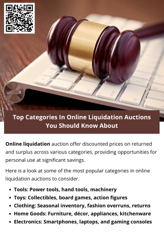 top categories in online liquidation auctions
