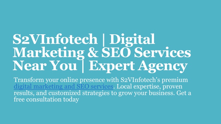 s2vinfotech digital marketing seo services near you expert agency