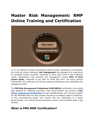 master risk management rmp online training