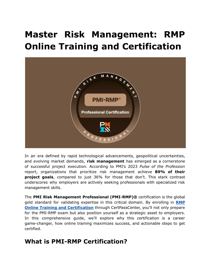 master risk management rmp online training