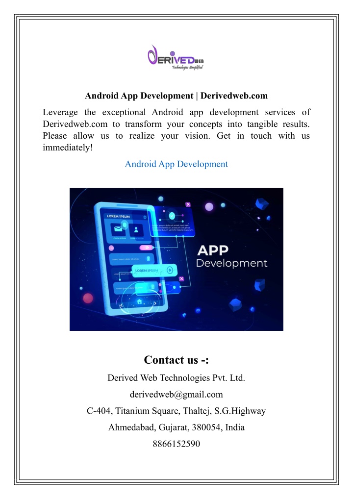 android app development derivedweb com